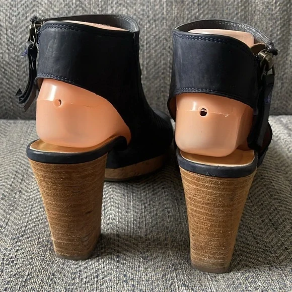 Paul Green Costa Blue Perforated Nubuck Leather Platform Sandals Booties Size: 9 - Picture 5 of 16